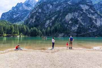 Beautiful view of Lake Braies in the province of Bolzan
