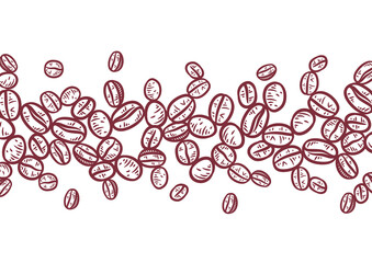 Hand drawn background with coffee beans