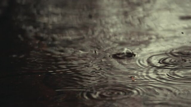 footage of pool rain drop