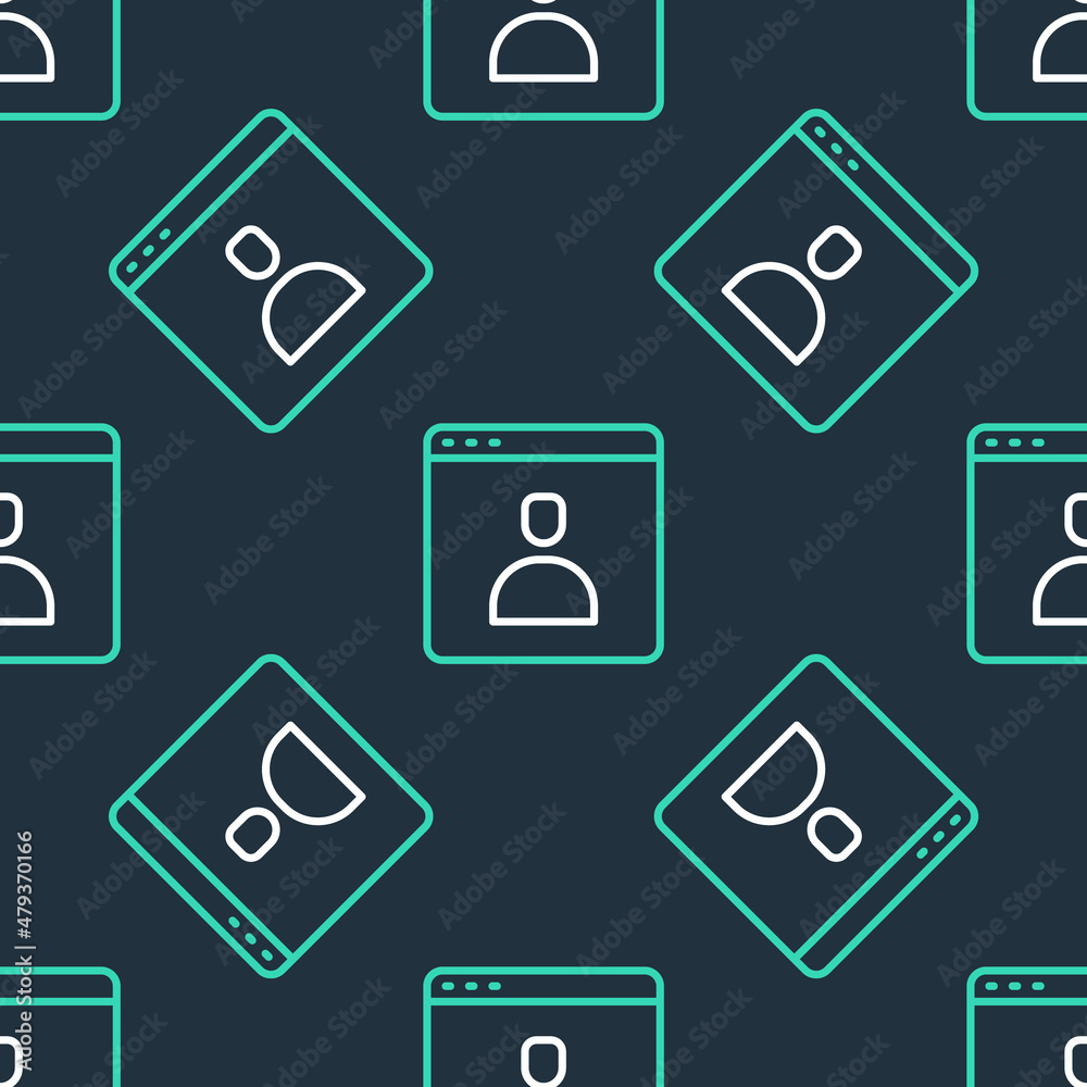 Poster line create account screen icon isolated seamless pattern on black background. vector