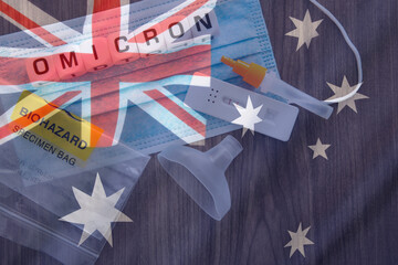 australia flag and omicron variant