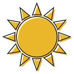 Sun or sunshine icon symbol design, travel beach holiday sign, abstarct vector illustration