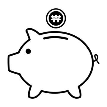 Piggy bank flat icon, sign vector with won web symbol. Money income, economic graphic button