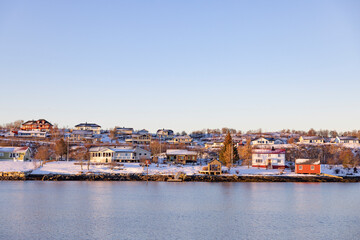 Fototapeta na wymiar Winter and cold weather in Brønnøysund harbor,Helgeland,Northern Norway,scandinavia,Europe
