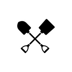 Shovel and farming spade simple flat icon vector