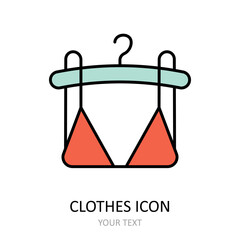 Vector illustration with bra icon. Outline drawing.