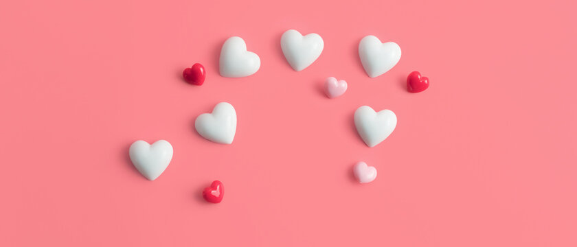 Valentine heart on pink background. Happy Valentines Day background.
