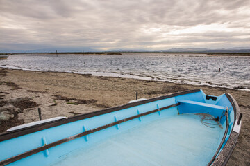 Le Barcarès Fishermen Village  Bay and Canigou Mountain Chain on a Cloudy Day in France