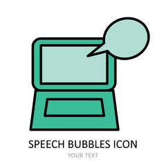 Vector illustration with speech bubbles icon. Outline drawing.