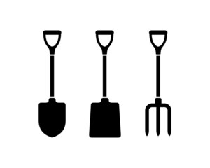 Shovel. Farming spade. Farming fork simple flat icon vector