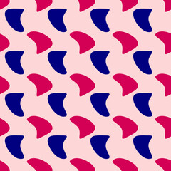 Pattern with colored shapes on a pink background
