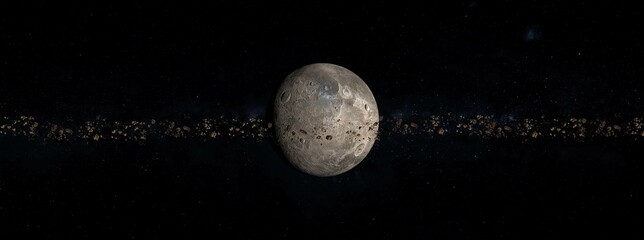 Ceres , dwarf planet , the largest asteroid in the main asteroid belt , panoramic view 3d illustration © SN