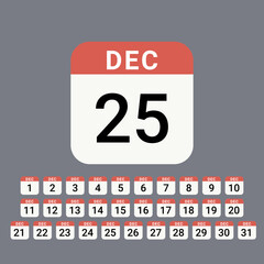 December Calendar flat icon vector