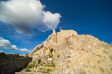 Queribus Cathar Castle Exterior Walls and Ruins in Aude France