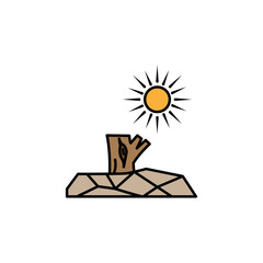 drought, desert line colored icon. Signs and symbols can be used for web, logo, mobile app, UI, UX on white background