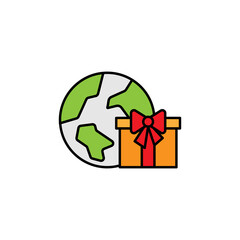 gift line colored icon. Signs and symbols can be used for web, logo, mobile app, UI, UX on white background