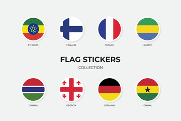 Obraz premium Flag Stickers of Ethiopia, Finland, France, Gabon, Gambia, Georgia, Germany and Ghana
