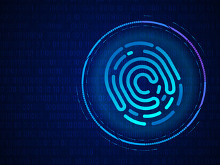 2d illustration Fingerprint Scanning Technology Concept 