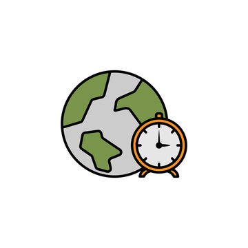 time zone line colored icon. Signs and symbols can be used for web, logo, mobile app, UI, UX on white background
