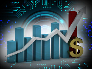 Fototapeta premium 3d illustration dollar sign with graph 