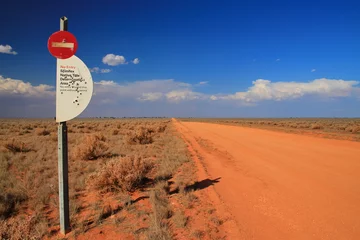 Fotobehang Road sign of the protected aboriginal land in Australia © totajla