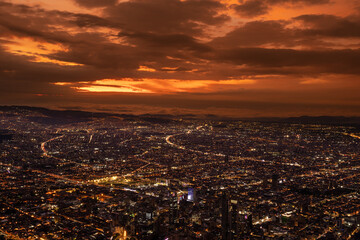 Bogota at Night. View from the hill.