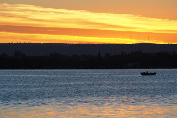 sunset over the river