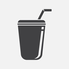 Cup Shake cold drink with straw vector icon. cold drink simple isolated pictogram.