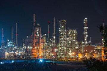 Fototapeta na wymiar Distillation tower oil​ refinery​ and​ plant of petrochemistry industry