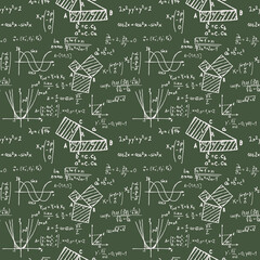 Math seamless pattern, school vector backgrounds, math notes surface