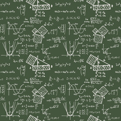 Math seamless pattern, school vector backgrounds, math notes surface