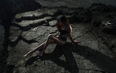 girl in a swimsuit on the beach 