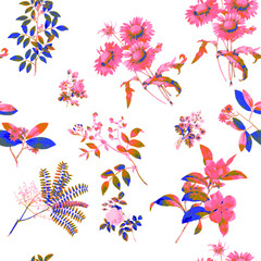 Beautiful seamless repeated vintage florals patterns free download perfect for fabrics, t-shirts packaging etc
