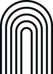 Naklejka premium Portal, arch with lines, geometric shape. Monochrome, grayscale, black stripes. Use for montage, overlay or texture. Isolated, transparent background.