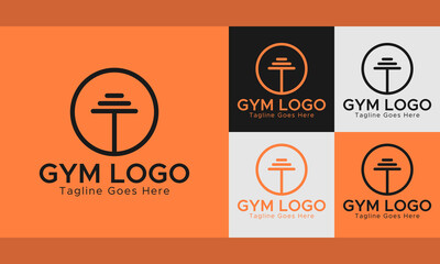 Gym Fitness Logo.Orange color. Circle Shape. Abstract Logo template.