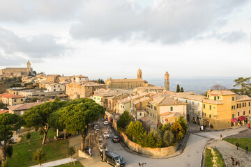 View of the town of Montalcino from the Fortezza in Val d'Orcia, Tuscany, Italy