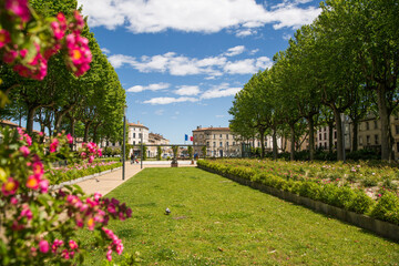 Fototapeta na wymiar Gambetta Square in Carcassone France on a Sunny Spring Day