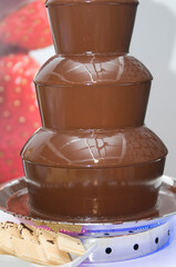 liquid chocolate fountain for dipping treats at an event or celebration