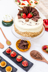 Delicious Bakery Bread Patisserie Coffee Food Menu Gourmet Meal Sweet Dessert Chocolate Strawberry Lemon Flour Cake Pie Piece Chicken Fry Cheese Pizza 