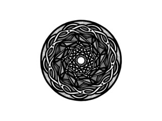 black and white mandala ornament hand drawn