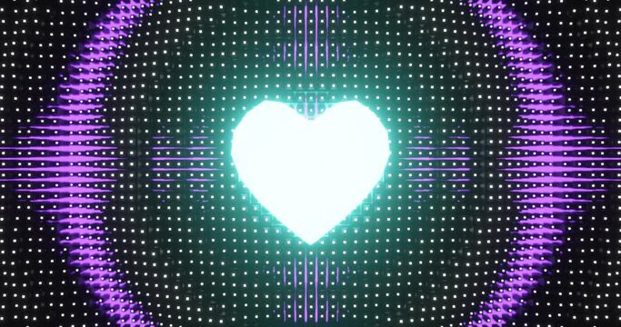 Vj loop Pulsating Heart. Circular wave effects. Neon light red and purple. 