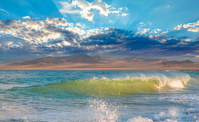 The Namib desert along side the Atlantic ocean coast of Namibia at sunset - Namibia, Southern Africa