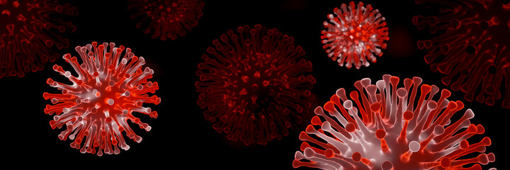 3D microscopic COVID19 virus. Deltacron variant. Coronavirus mutation. Global health crisis.