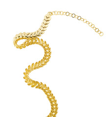 Gold jewelry. Gold chain bracelet and necklace isolated