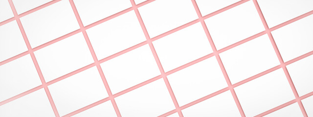 Multiple horizontal business card mockup for branding presentation over pink background, 3d...