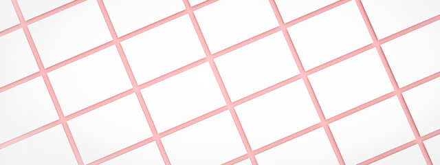 Multiple horizontal business card mockup for branding presentation over pink background, 3d...