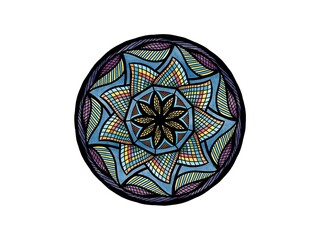 rainbow pastel colored ornament mandala ornament hand drawn