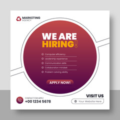 We are hiring social media posts. Recruitment social media banner. Job vacancy social media banner post
