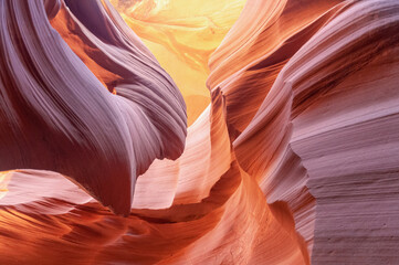 Nature stone scultpure. Shapes carved by millennia of erosion in Antelope Canyon, Page, Arizona, USA. Lady in the wind.