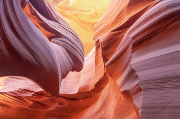 Nature stone scultpure. Shapes carved by millennia of erosion in Antelope Canyon, Page, Arizona,...
